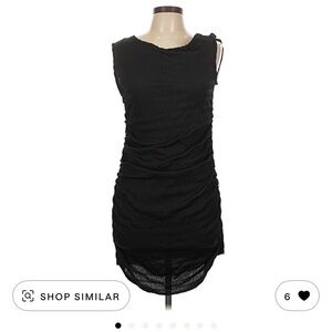 Black Sleeveless Ruched Shift Dress